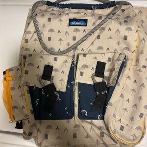 KAVU Tan and Blue Patterned Backpack